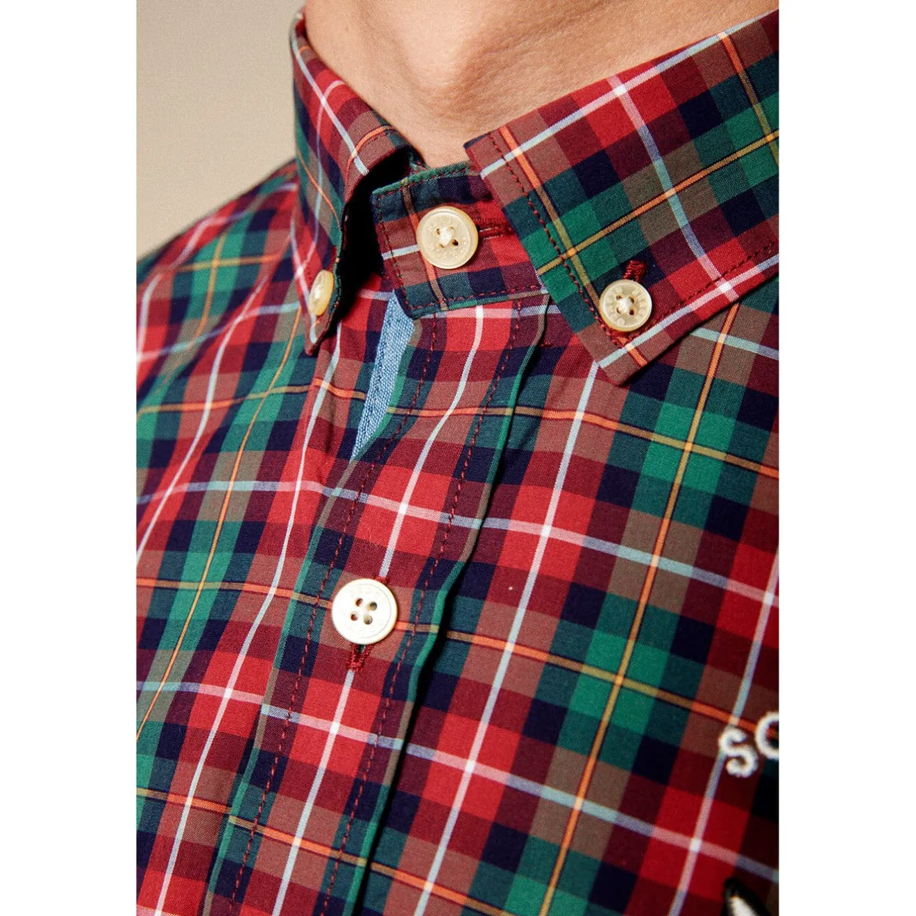 Chemises>SERGE BLANCO Long sleeve plaid shirt CURRY