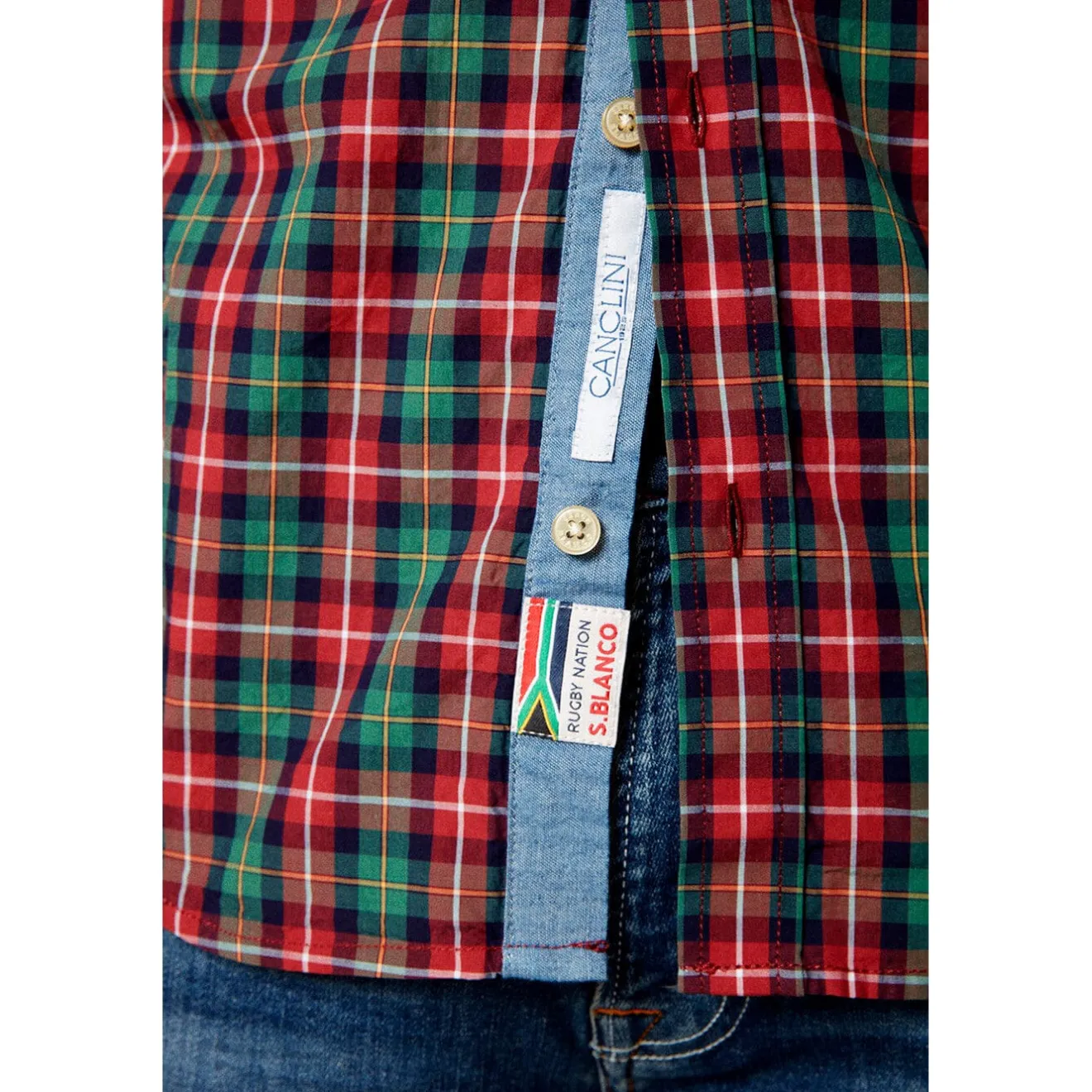 Chemises>SERGE BLANCO Long sleeve plaid shirt CURRY