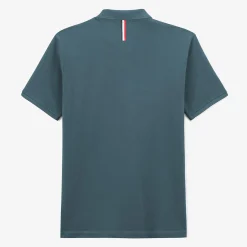 Polos|L'élégant>SERGE BLANCO Lucas denim blue short-sleeved pique polo shirt PERLE