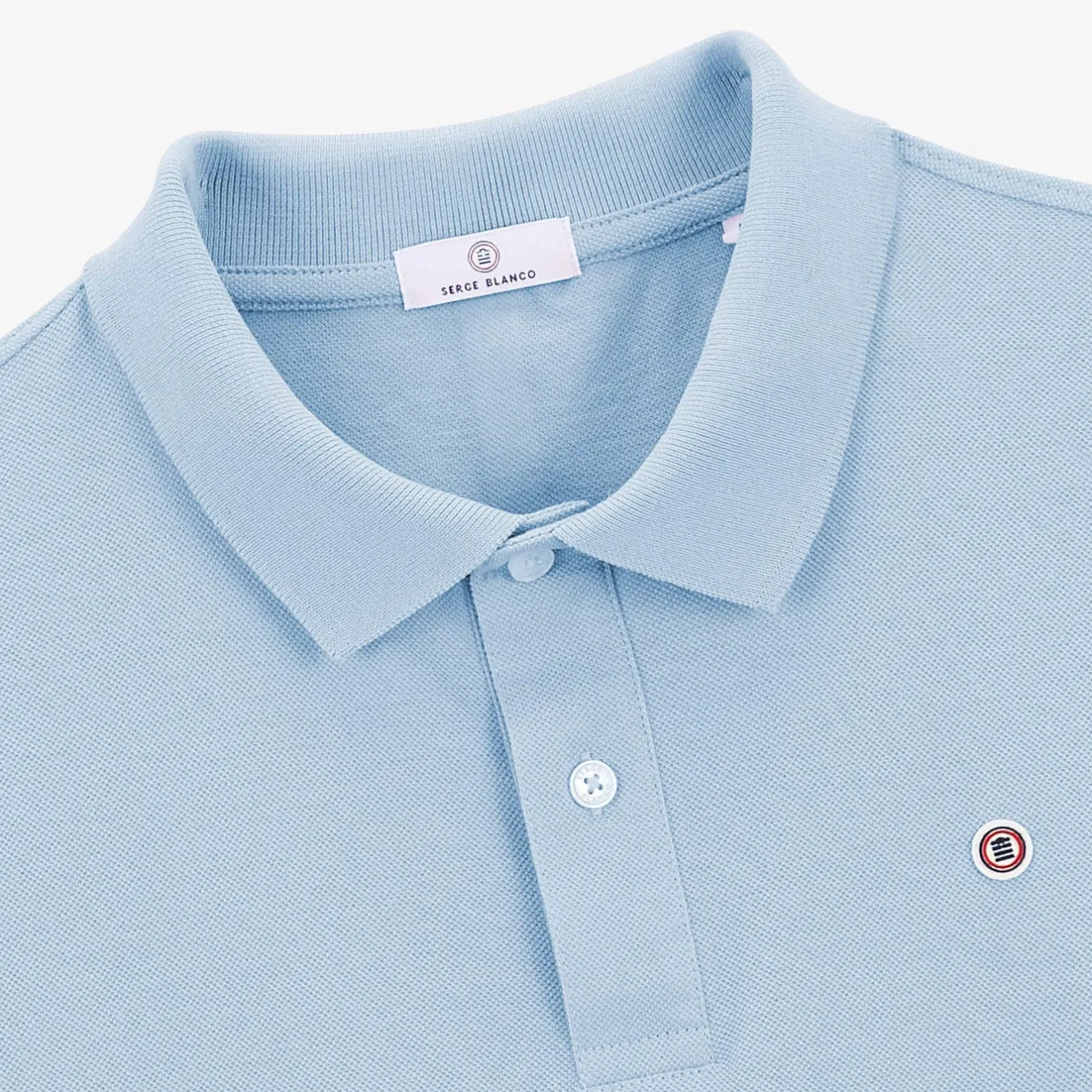 Polos|Tel Père, Tel Fils>SERGE BLANCO Lucas junior pique polo shirt in sky blue BLANC