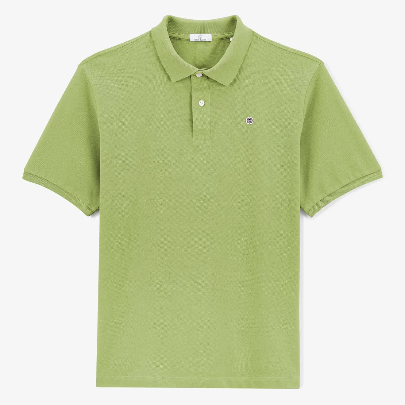 Polos>SERGE BLANCO Lucas lime green short-sleeved pique polo shirt TECK