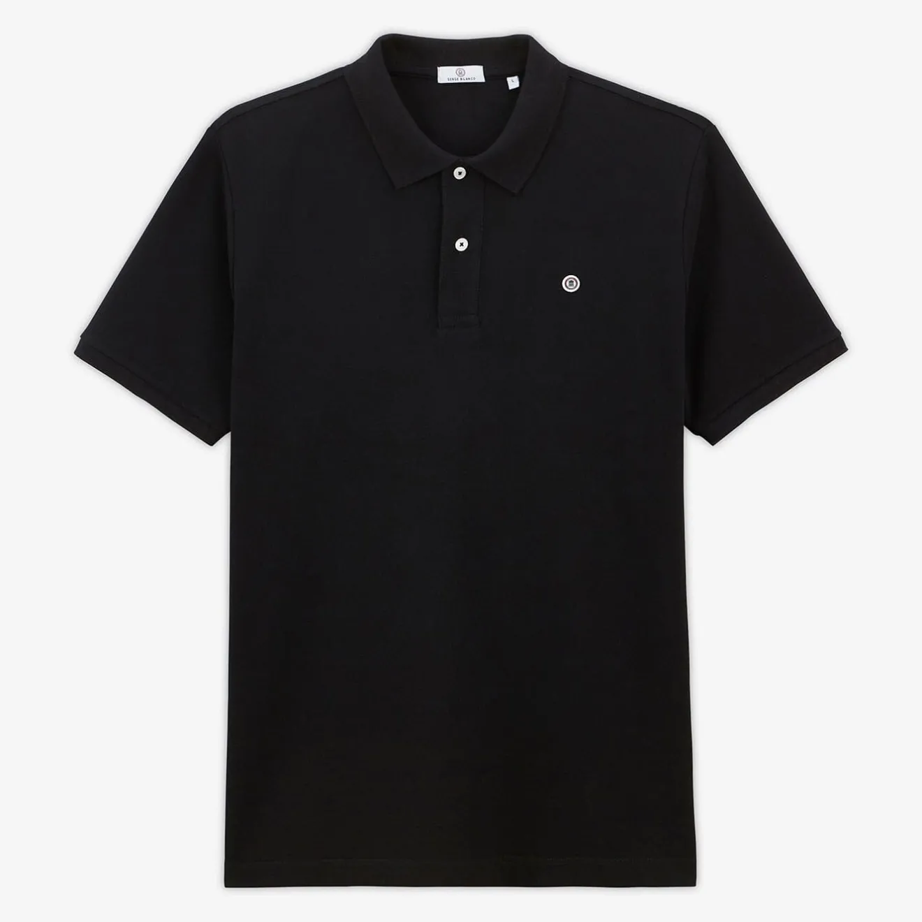 Polos>SERGE BLANCO Lucas men's polo shirt in black pique knit NOIR
