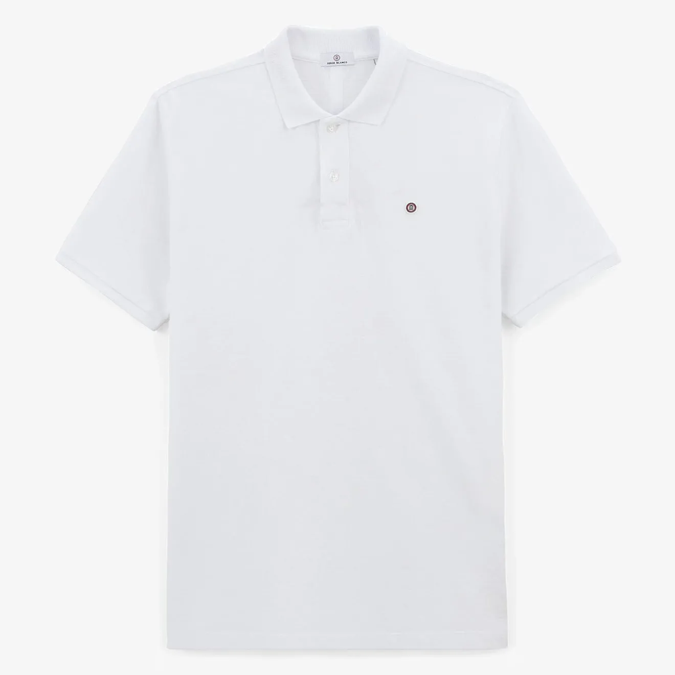 Polos|Tel Père, Tel Fils>SERGE BLANCO Lucas men's white polo shirt in cotton pique knit SKIN