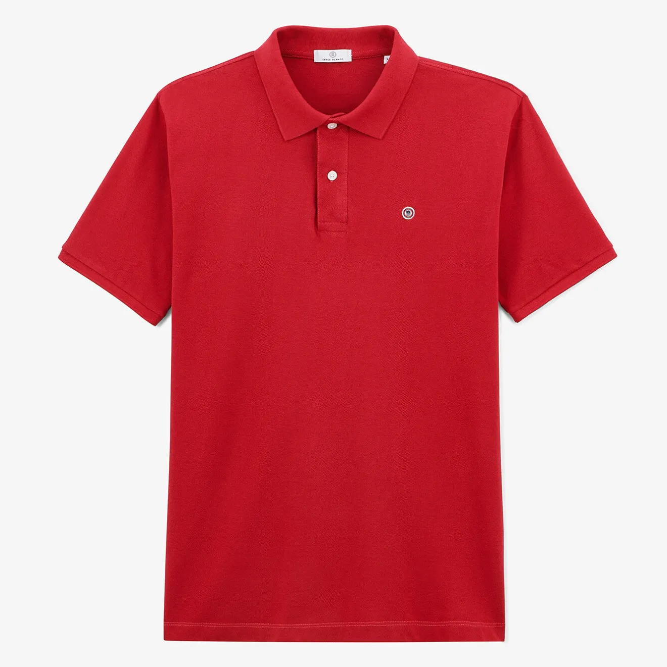 Polos>SERGE BLANCO Lucas red pique knit men's polo shirt BLANC