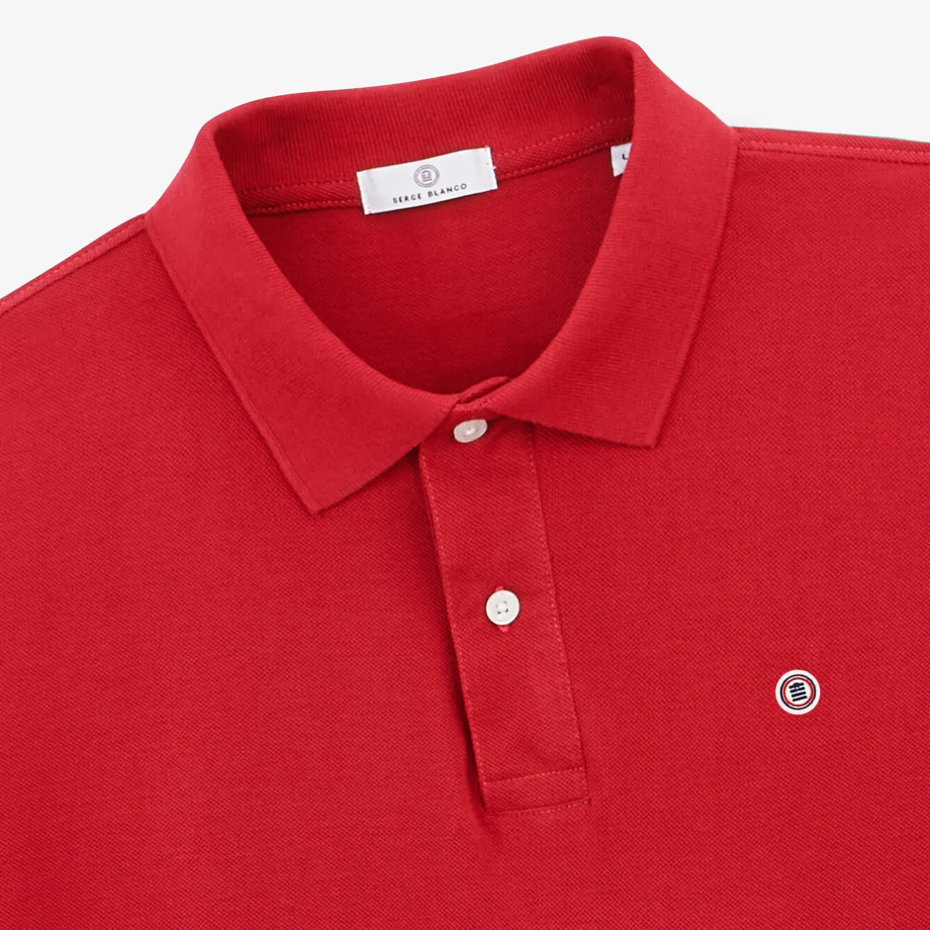 Polos>SERGE BLANCO Lucas red pique knit men's polo shirt BLANC