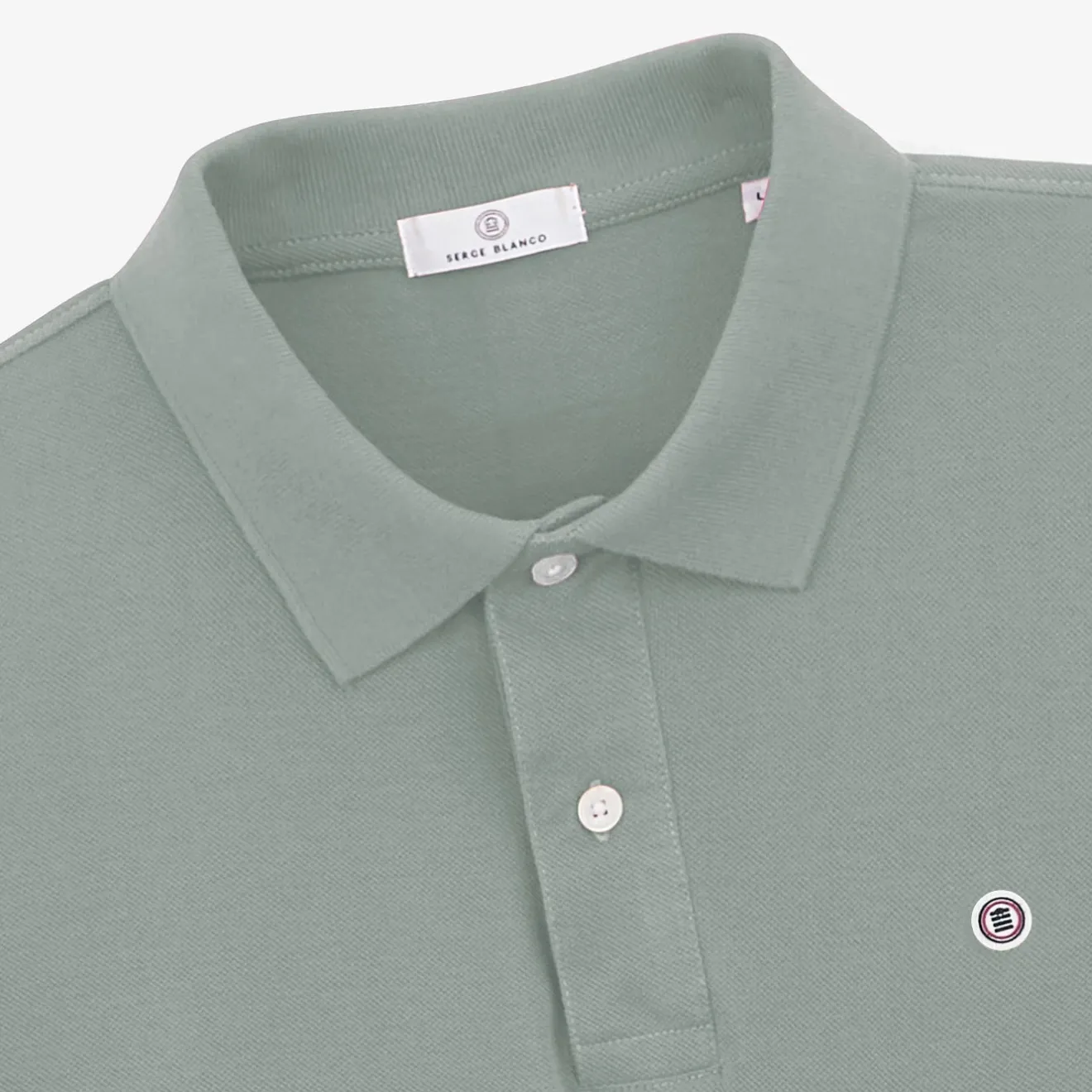 Polos>SERGE BLANCO Lucas slate gray short-sleeved pique polo shirt DENIM