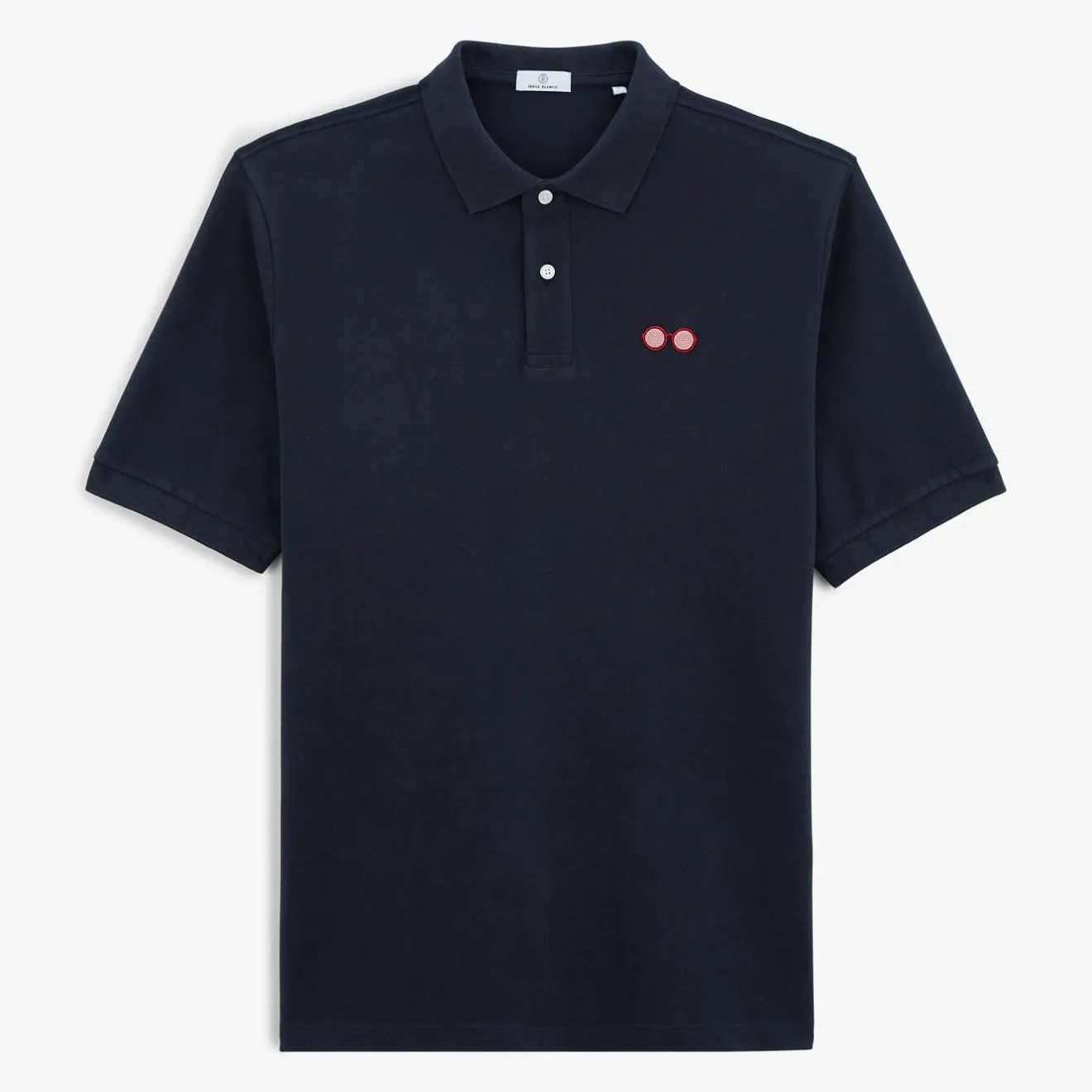 Crazy Logo|Polos>SERGE BLANCO Ludwig short-sleeved pique polo shirt with dark navy glasses embroider SKIN