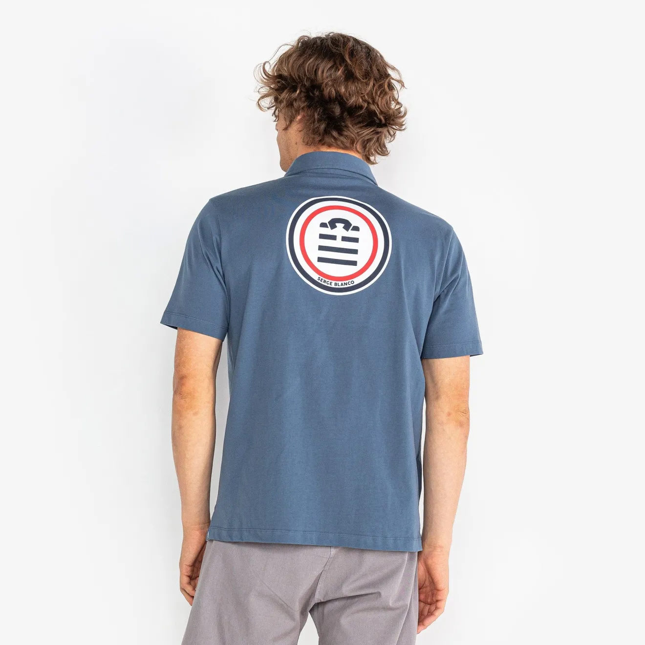 Maillots De Rugby|Polos>SERGE BLANCO Lyes short-sleeved rugby jersey in denim blue jersey CIEL