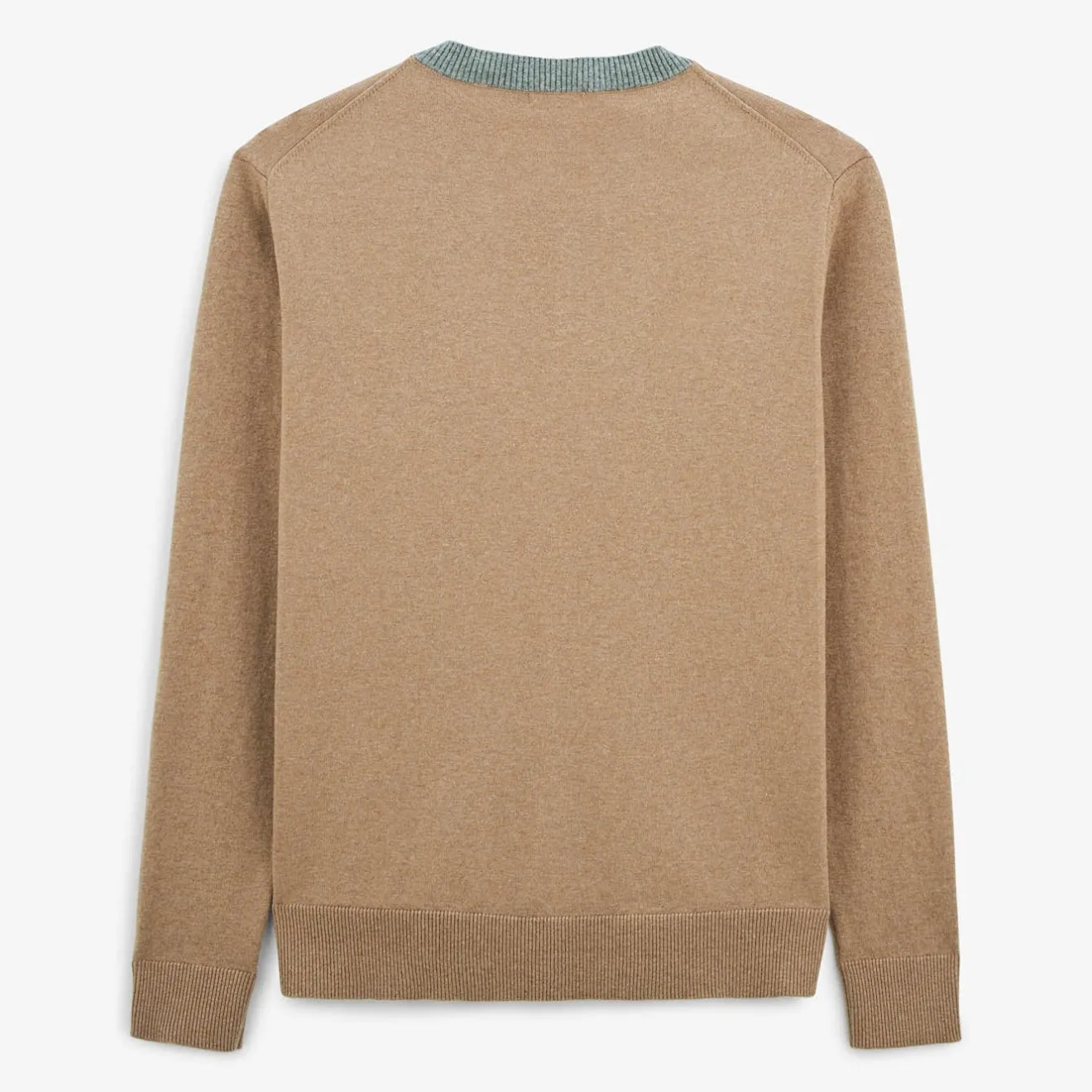 Pulls>SERGE BLANCO Mathis beige contrasting double collar sweater TECK