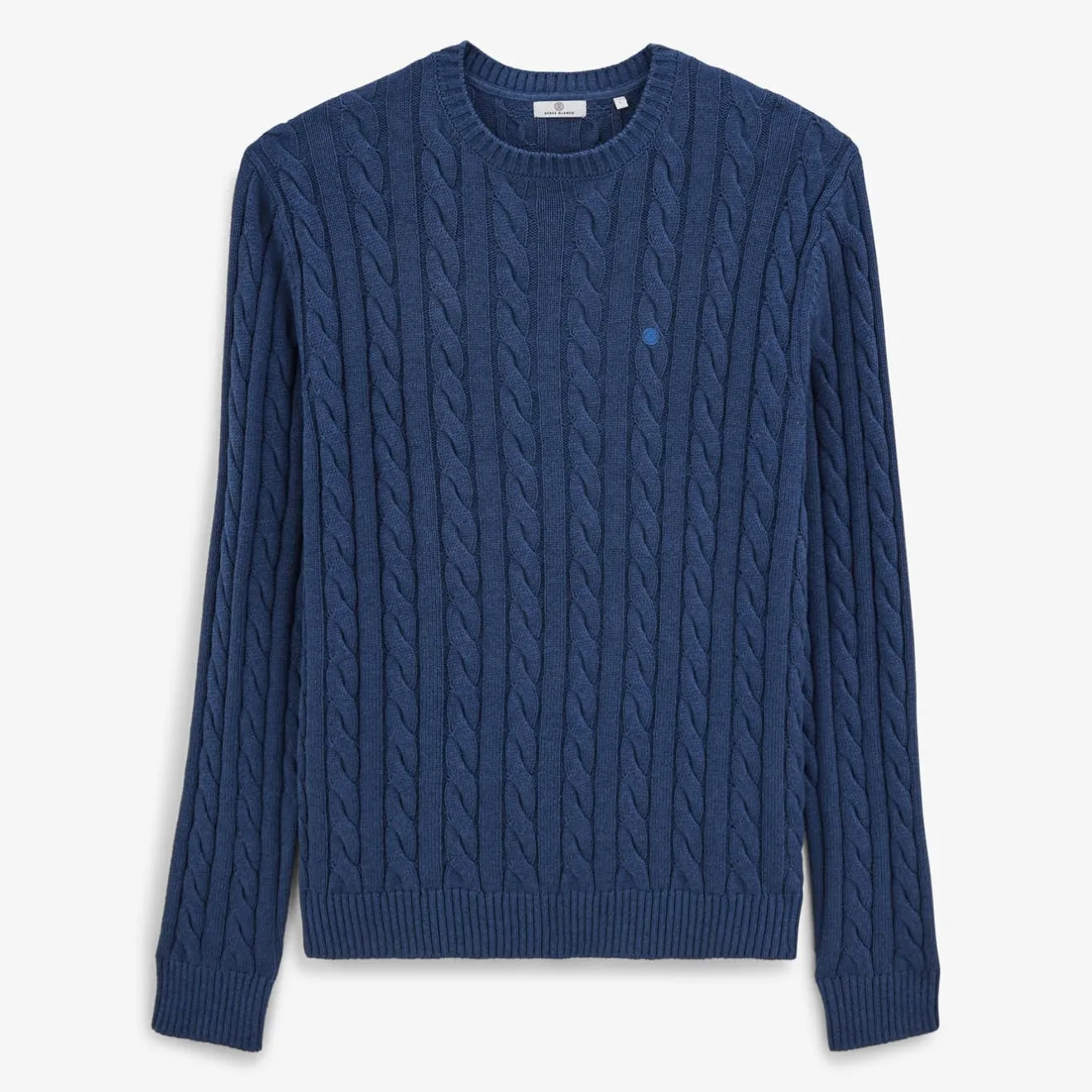 Pulls>SERGE BLANCO Matteo blue cable knit sweater BEIGE