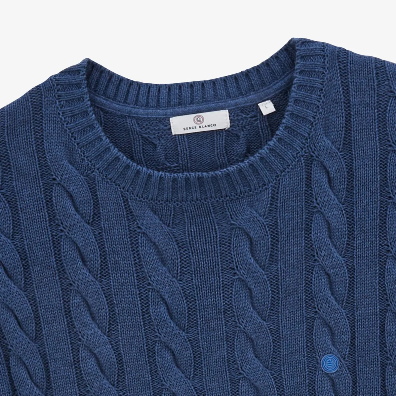 Pulls>SERGE BLANCO Matteo blue cable knit sweater BEIGE