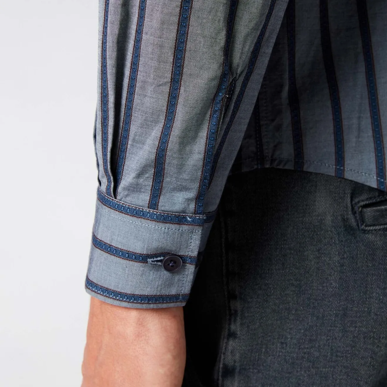 Chemises>SERGE BLANCO Men's blue striped slim fit shirt VERT