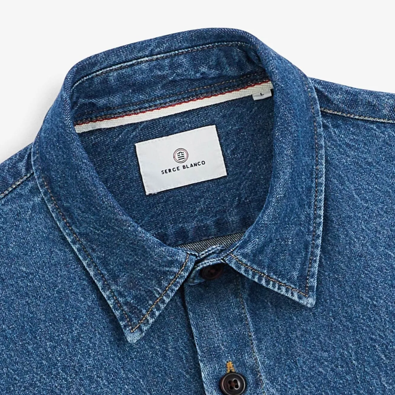 Surchemises>SERGE BLANCO Men's Denim Overshirt | MILITAIRE