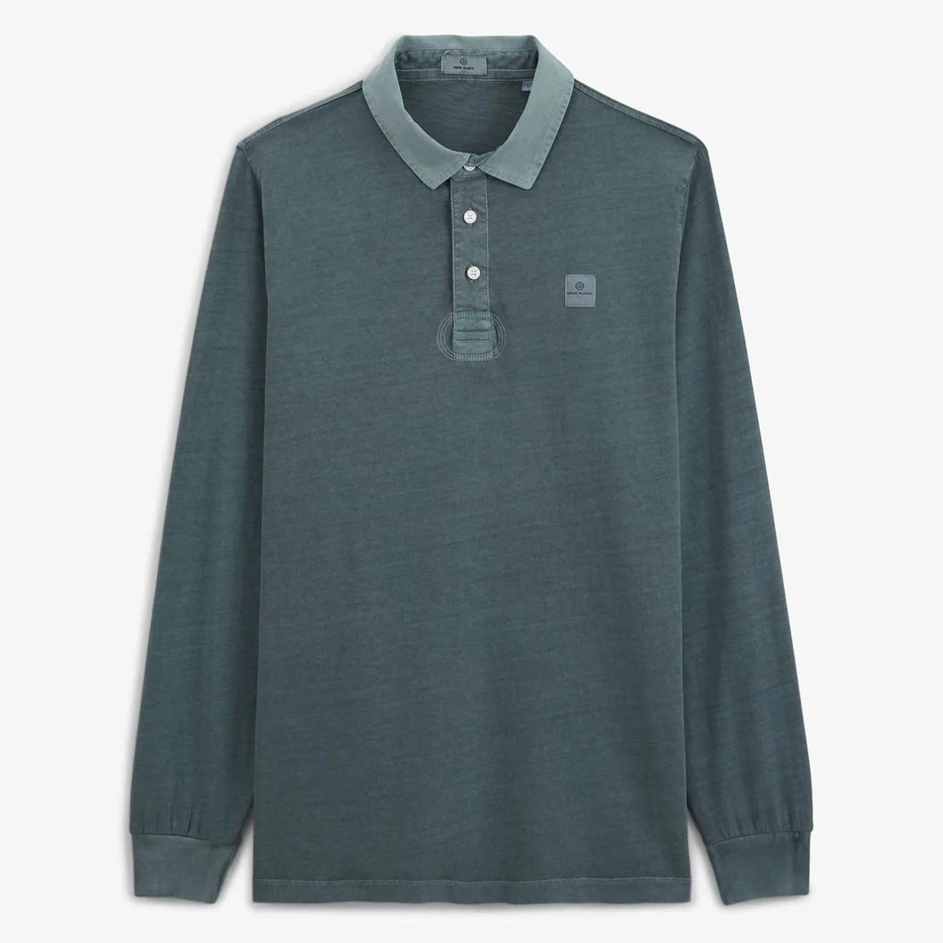 Ligne Play|Polos>SERGE BLANCO Men's Leon Polo Shirt in Denim Blue Jersey | BLANC