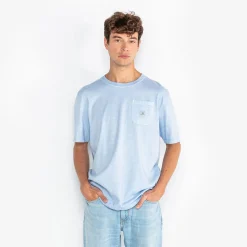 Ligne Play|T-shirts>SERGE BLANCO Men's Sky Blue Tim T-shirt with Chest Pocket | MINT