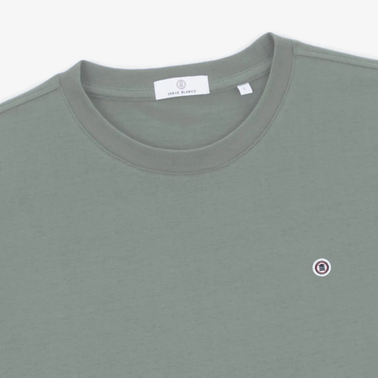 T-shirts>SERGE BLANCO Men's Theo Slate Grey Crew Neck T-Shirt | LATTE