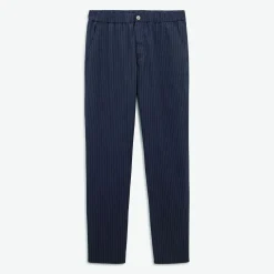 Pantalons>SERGE BLANCO Midnight blue elasticated tennis striped chino 549 LATTE