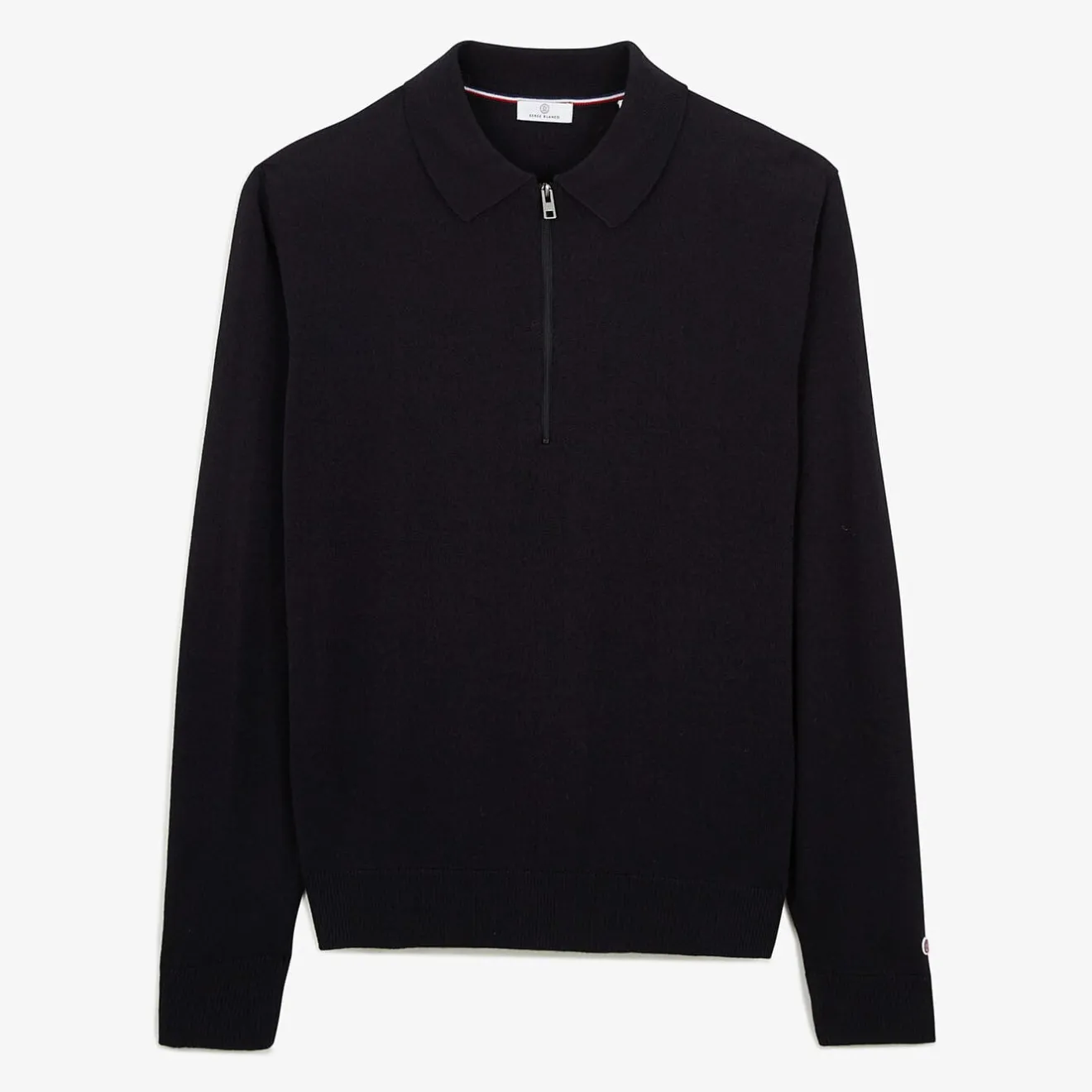 Polos>SERGE BLANCO Miguel dark blue zipped polo neck sweater GLACIER