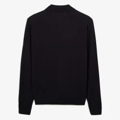 Polos>SERGE BLANCO Miguel dark blue zipped polo neck sweater GLACIER