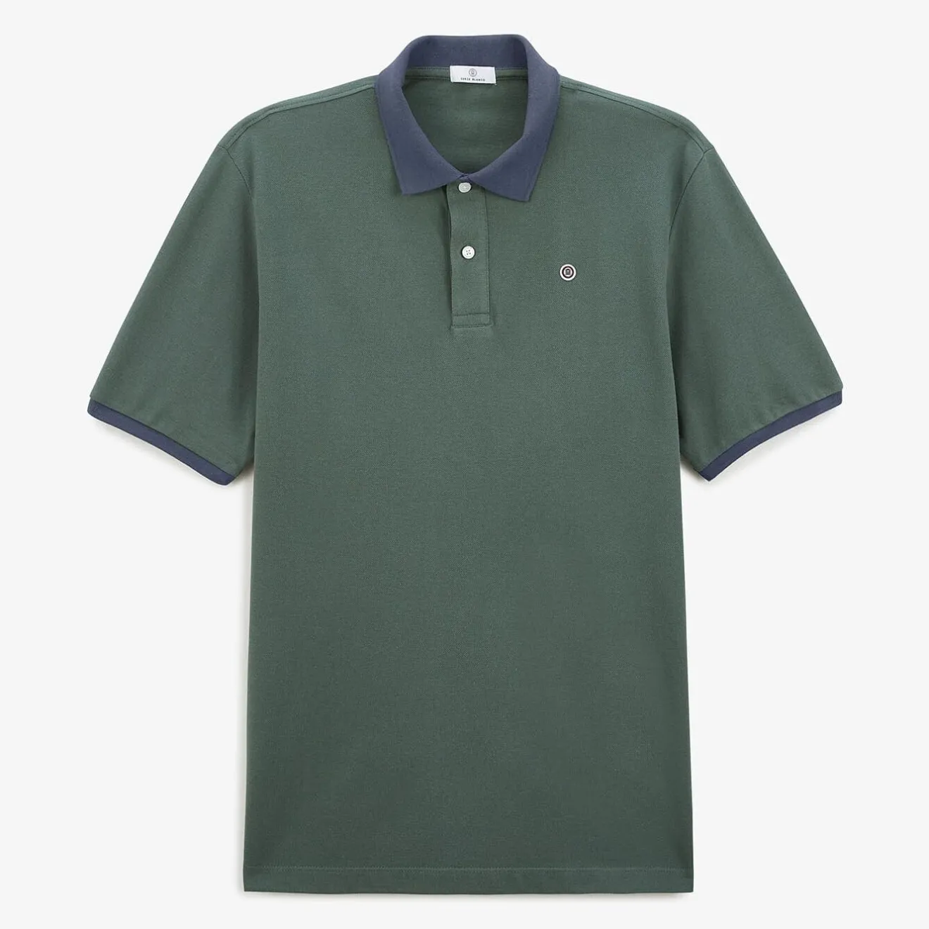 Polos>SERGE BLANCO Military pique knit polo shirt with contrasting collar BLANC