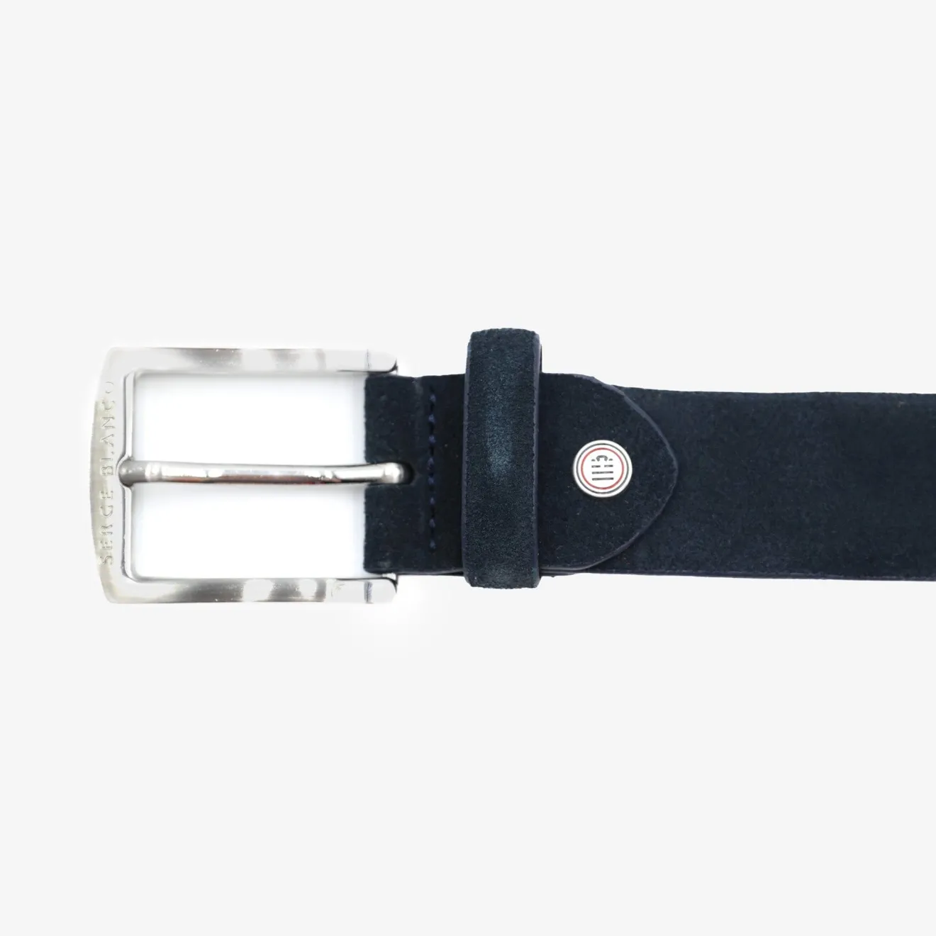 Ceintures>SERGE BLANCO Navy blue adjustable nubuck belt COGNAC