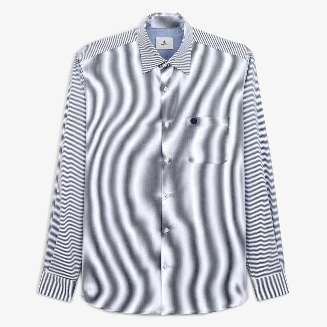 Chemises>SERGE BLANCO Navy blue striped shirt OFF WHITE