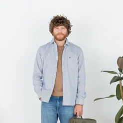Chemises>SERGE BLANCO Navy blue striped shirt OFF WHITE