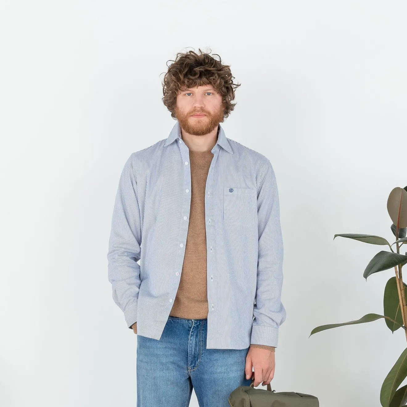Chemises>SERGE BLANCO Navy blue striped shirt OFF WHITE