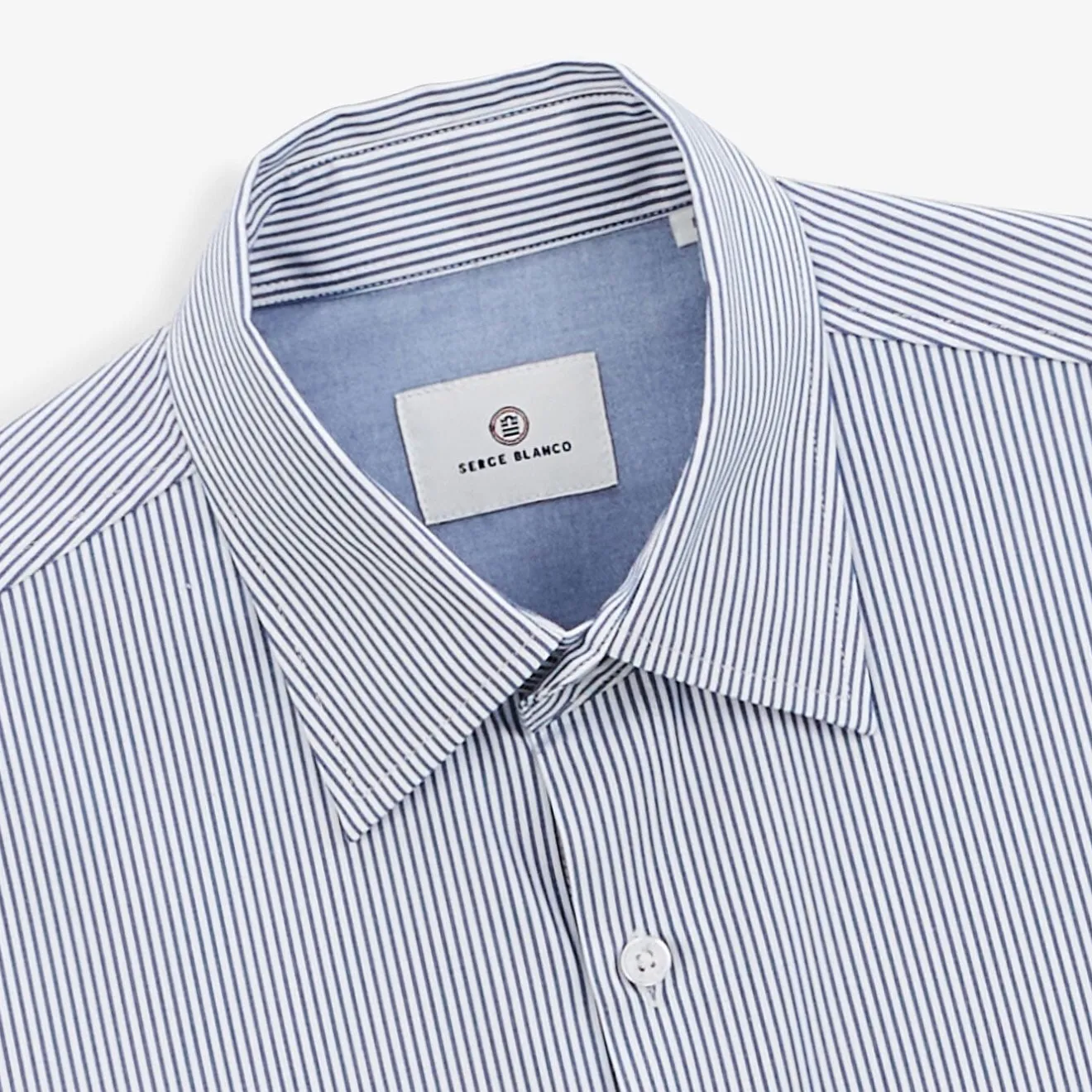 Chemises>SERGE BLANCO Navy blue striped shirt OFF WHITE