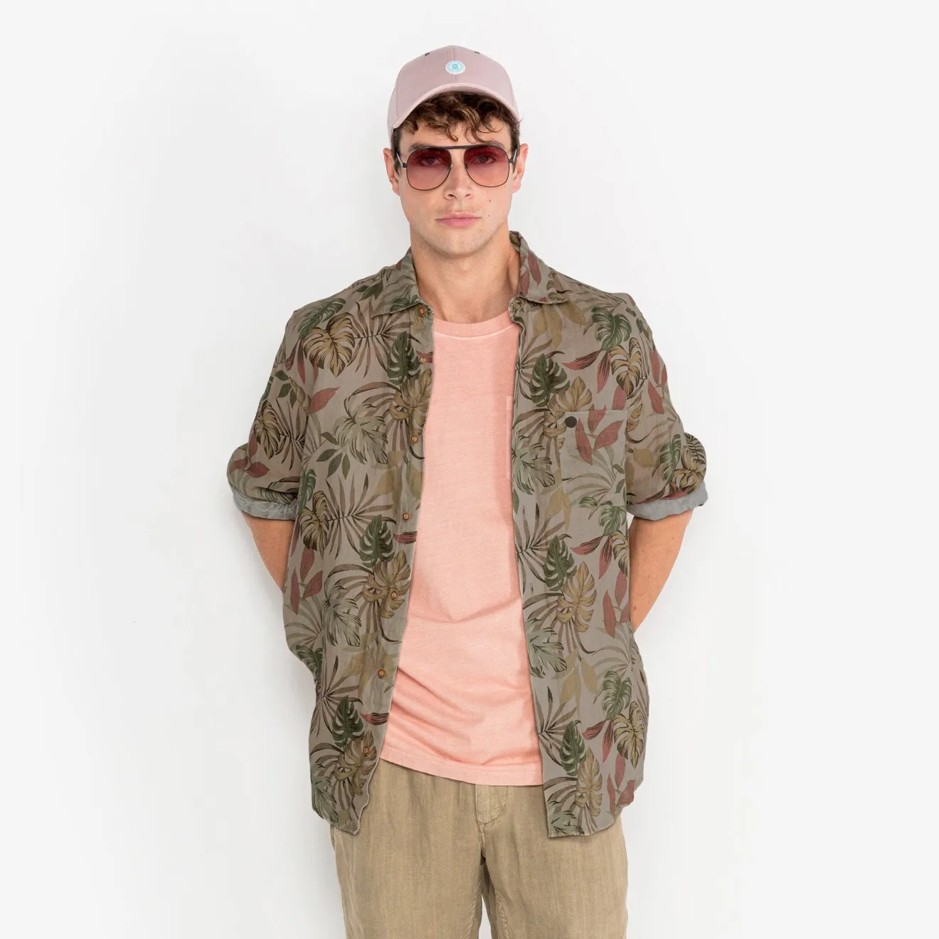 Casquettes Et Bobs>SERGE BLANCO Nude pink twill cap dark navy