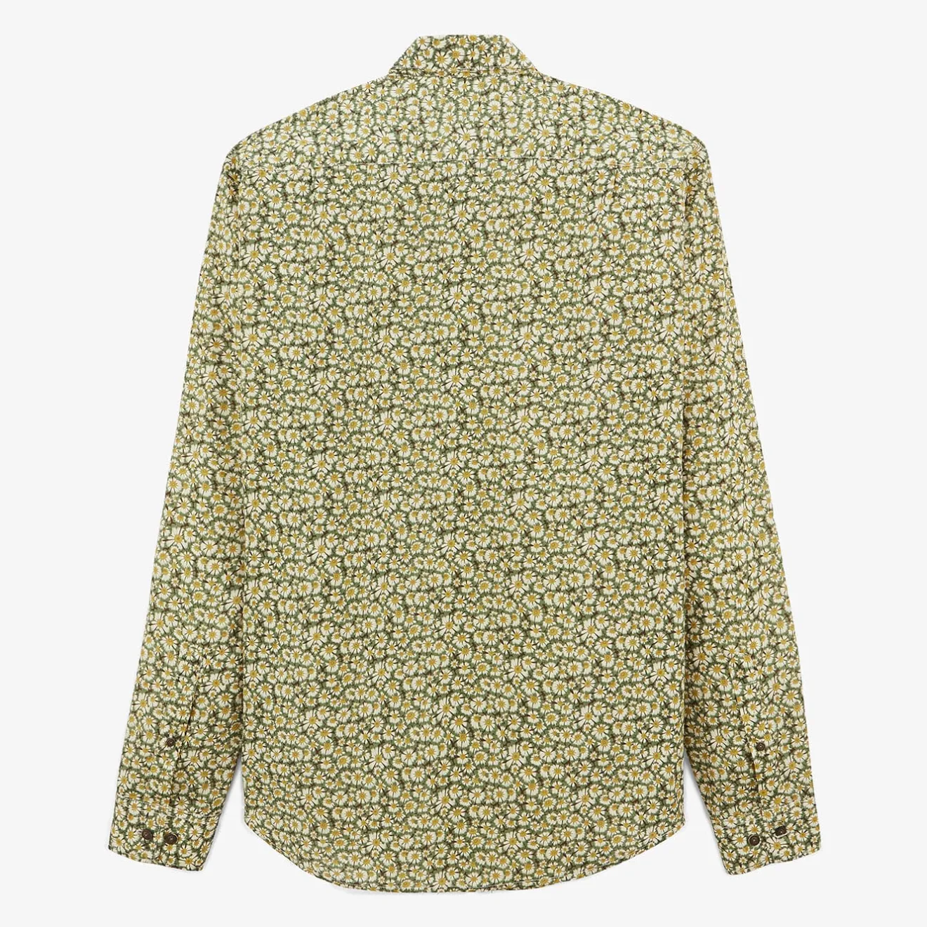 Chemises>SERGE BLANCO Olive green daisy long sleeve cotton shirt MILITAIRE