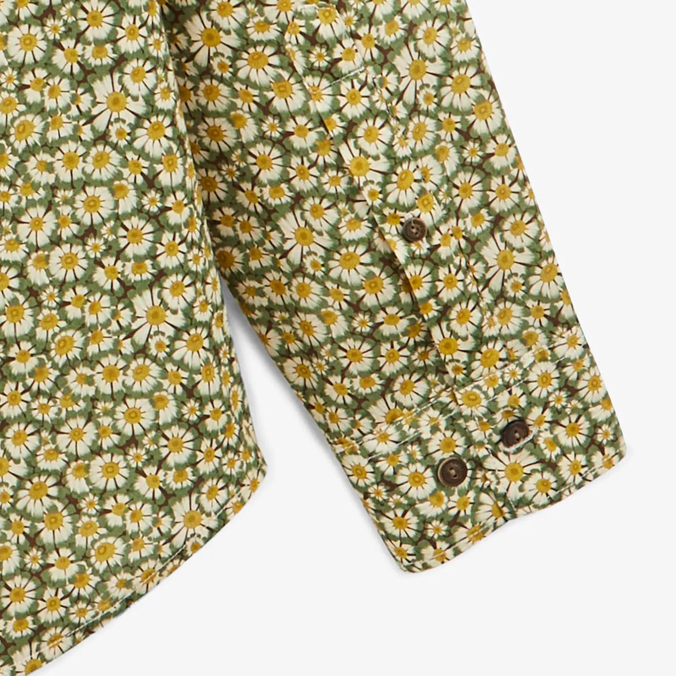 Chemises>SERGE BLANCO Olive green daisy long sleeve cotton shirt MILITAIRE