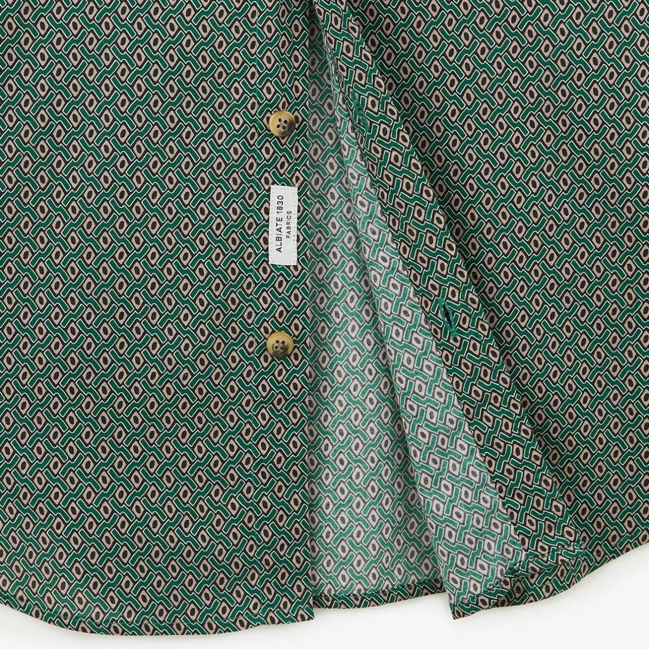 Chemises>SERGE BLANCO green long sleeve geometric print shirt OLIVE