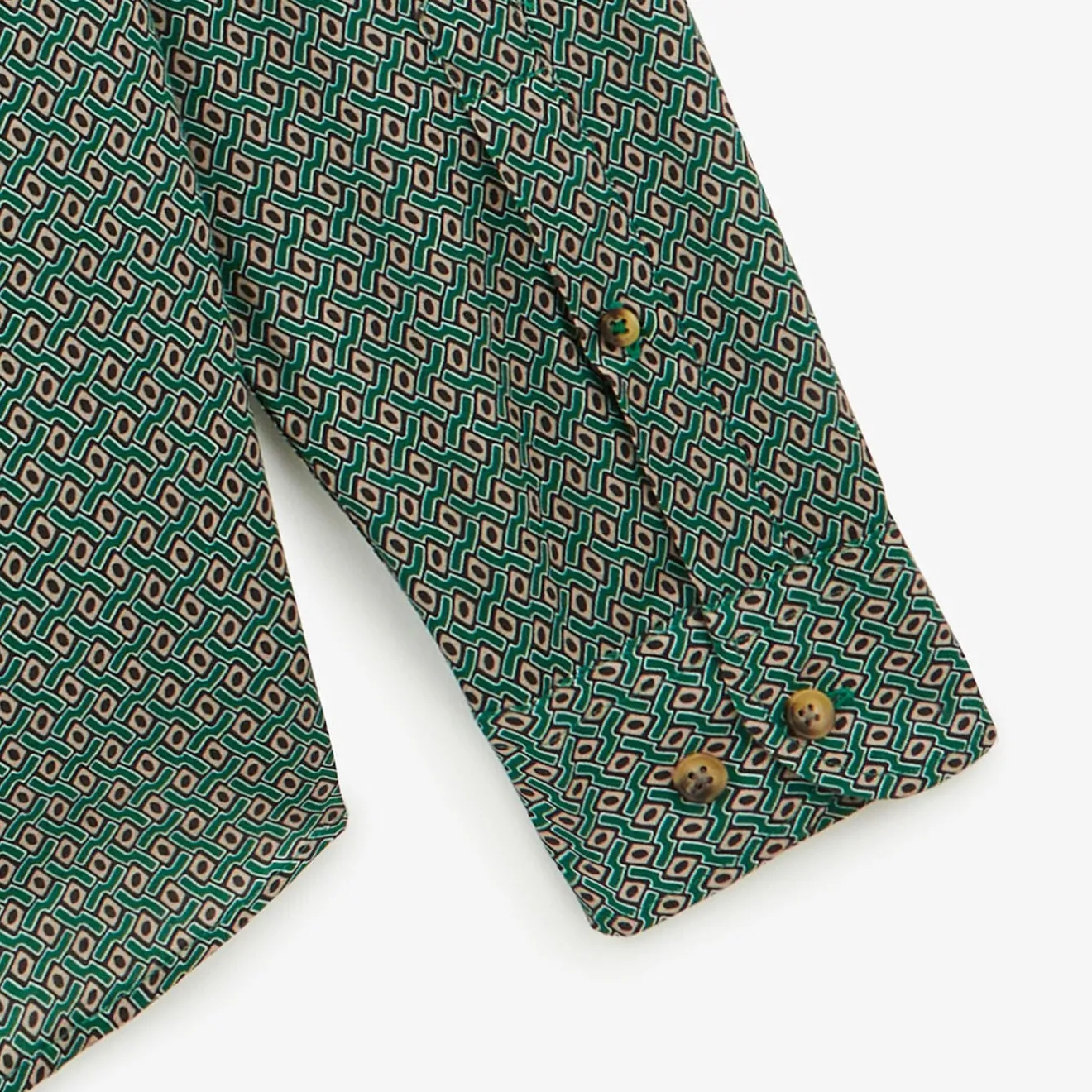 Chemises>SERGE BLANCO green long sleeve geometric print shirt OLIVE