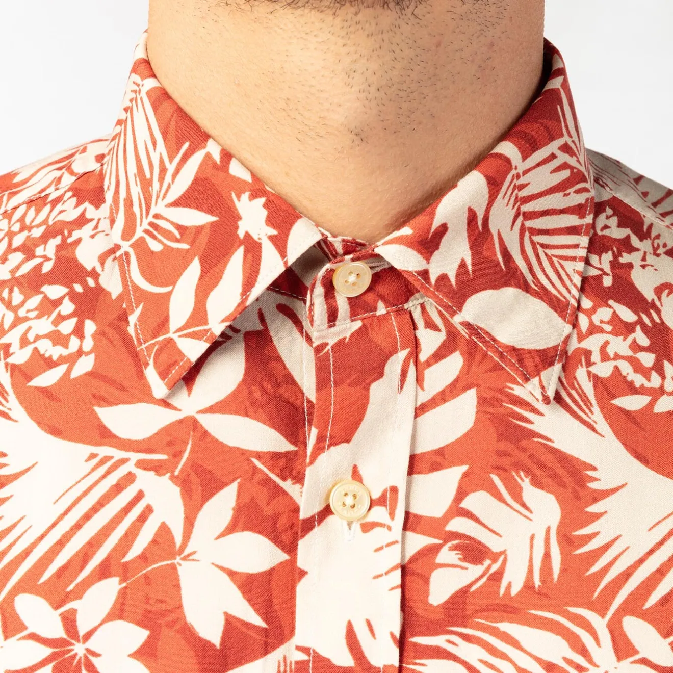 Chemises>SERGE BLANCO Orange Hawaiian print short sleeve shirt AZUR