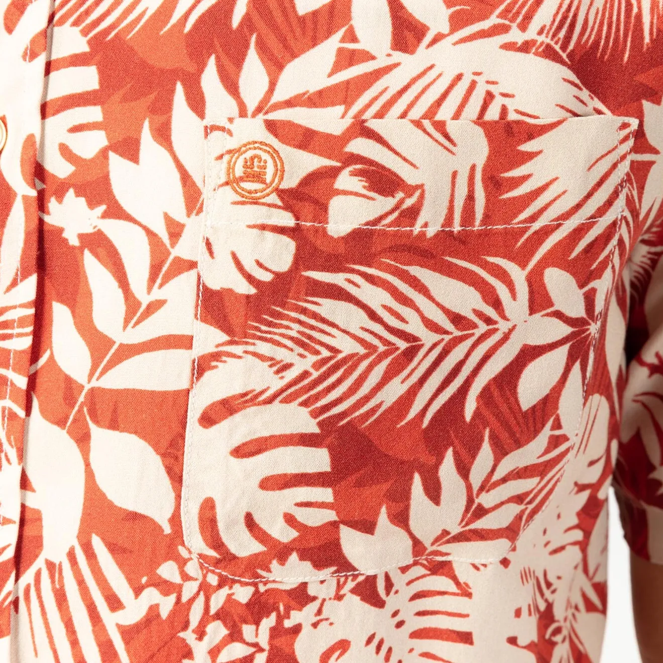 Chemises>SERGE BLANCO Orange Hawaiian print short sleeve shirt AZUR