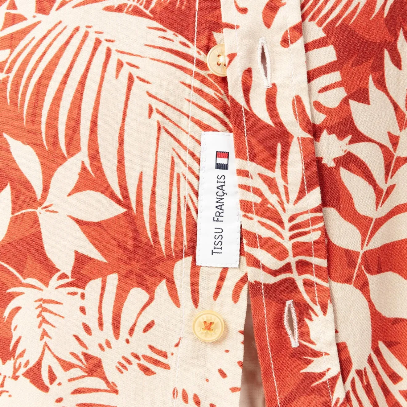 Chemises>SERGE BLANCO Orange Hawaiian print short sleeve shirt AZUR