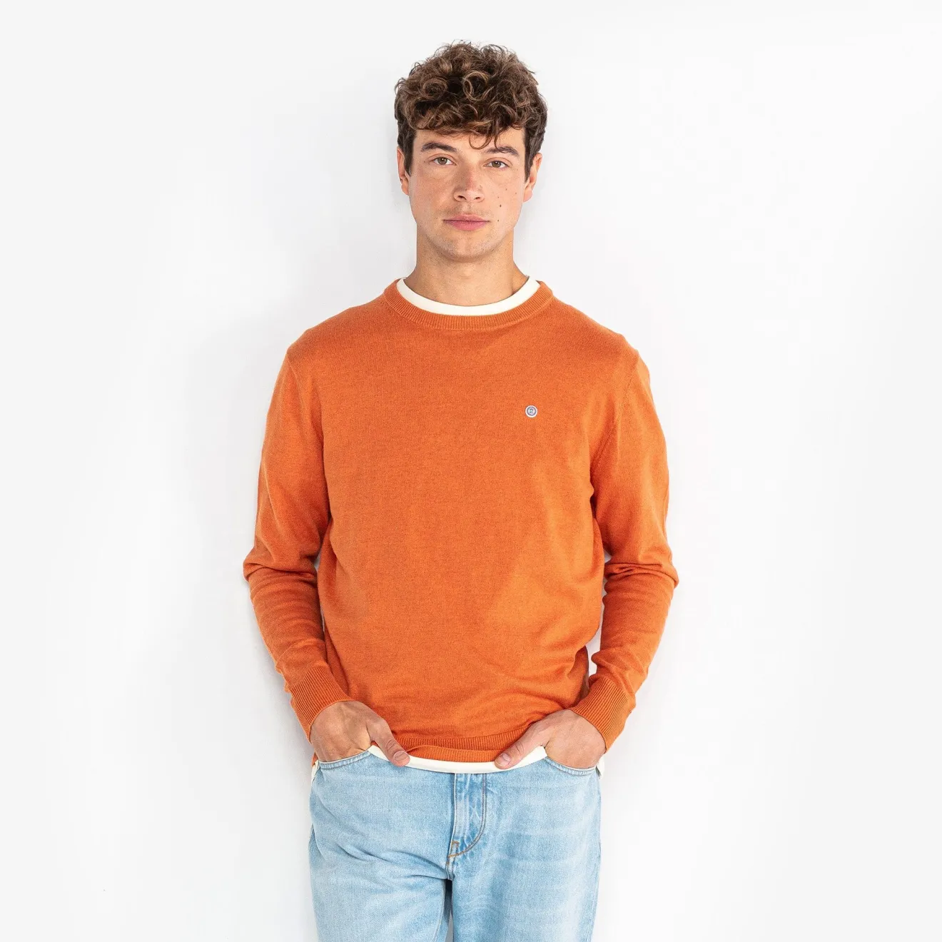 Pulls>SERGE BLANCO Orange Maximus Sweater OFF WHITE