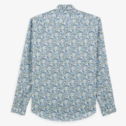 Chemises>SERGE BLANCO Pacific blue long sleeve shirt in floral fabric MILITAIRE