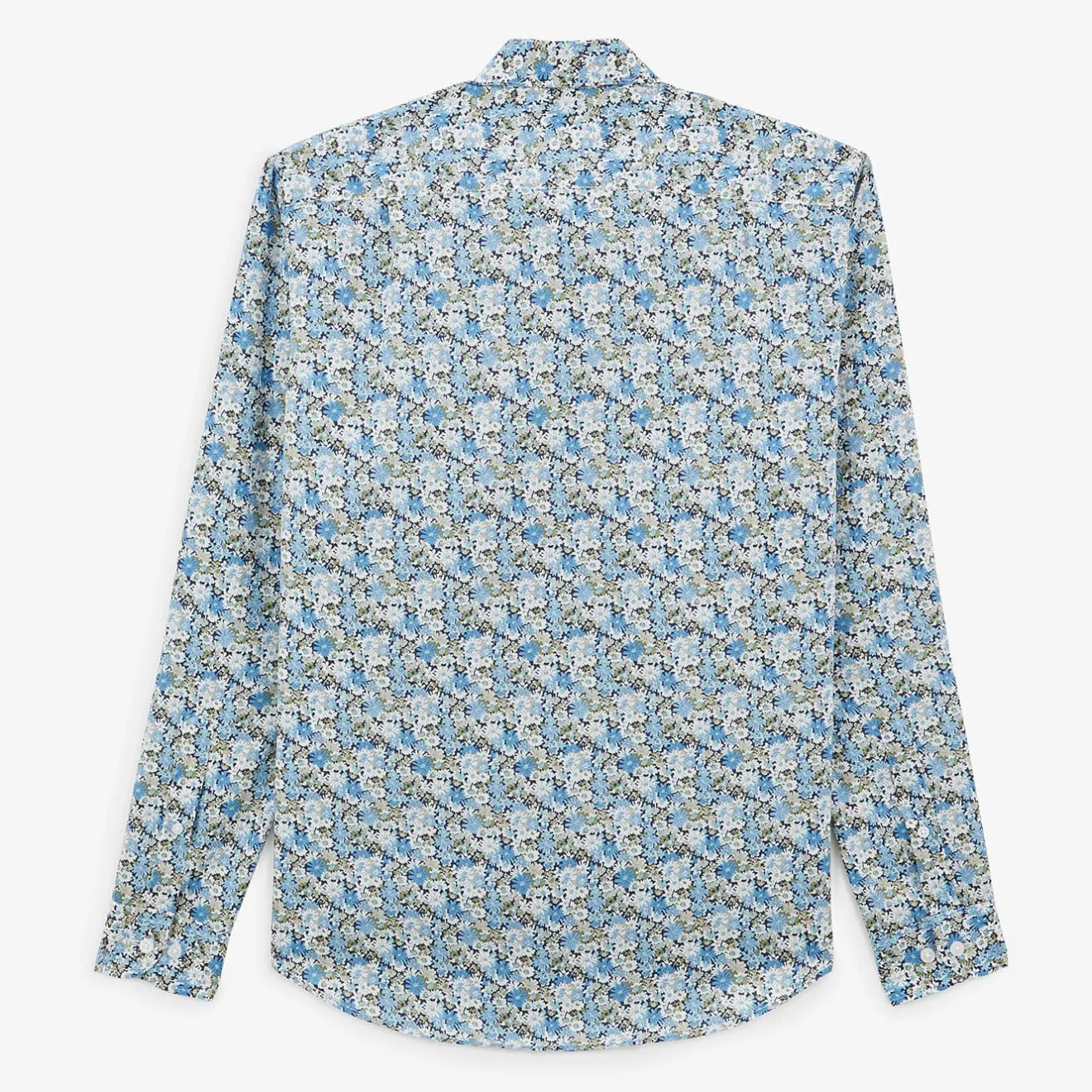 Chemises>SERGE BLANCO Pacific blue long sleeve shirt in floral fabric MILITAIRE