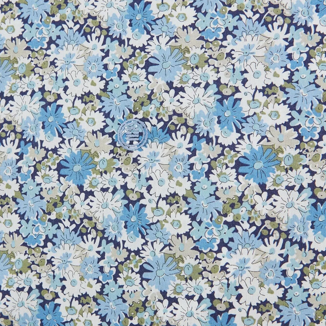 Chemises>SERGE BLANCO Pacific blue long sleeve shirt in floral fabric MILITAIRE