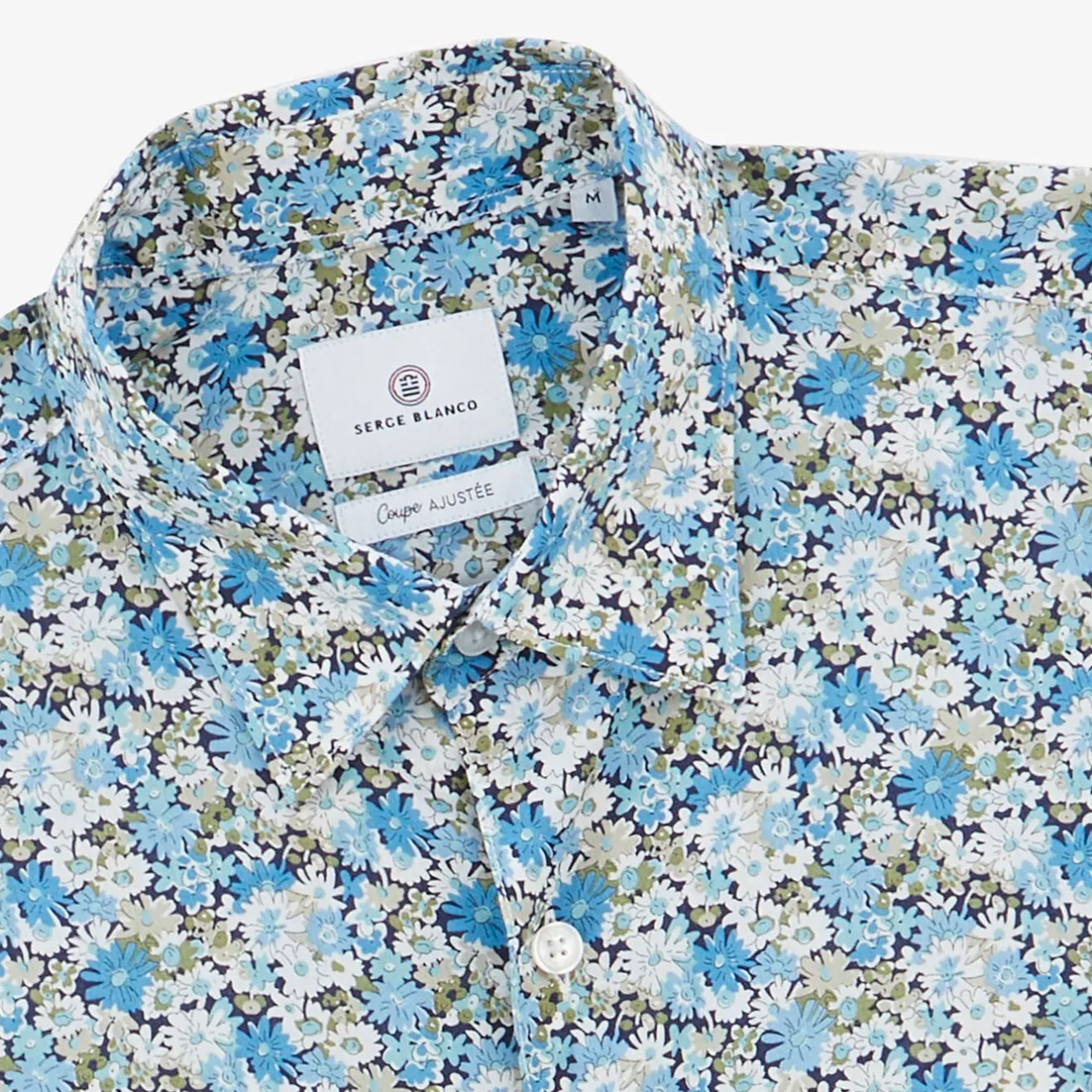 Chemises>SERGE BLANCO Pacific blue long sleeve shirt in floral fabric MILITAIRE