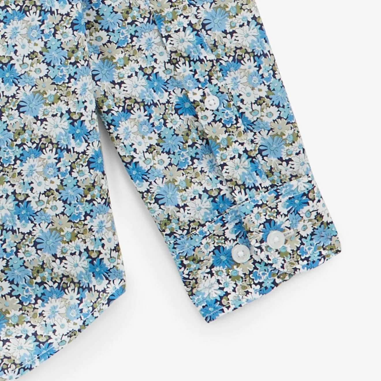 Chemises>SERGE BLANCO Pacific blue long sleeve shirt in floral fabric MILITAIRE