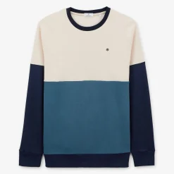 Sweats>SERGE BLANCO Pastel tricolor round neck sweatshirt dark navy