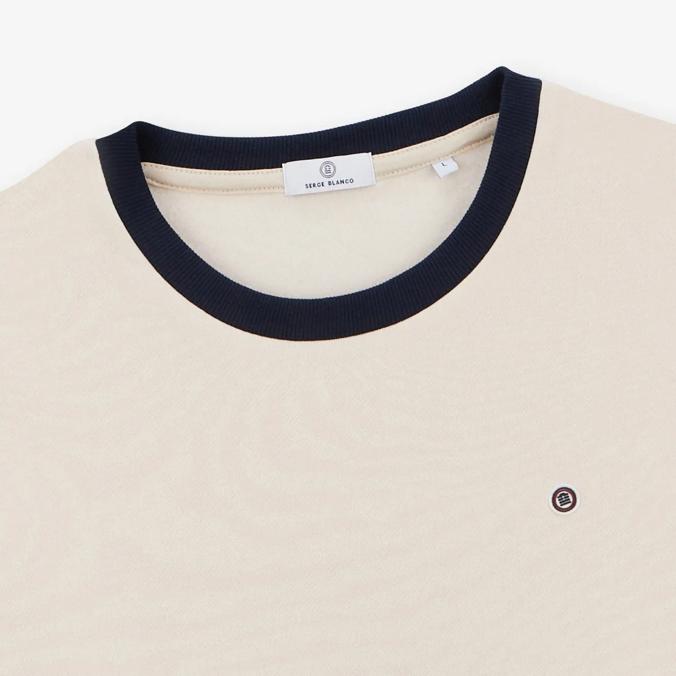 Sweats>SERGE BLANCO Pastel tricolor round neck sweatshirt dark navy