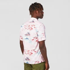 Chemises>SERGE BLANCO Pink short sleeve shirt with palm tree print BRICK