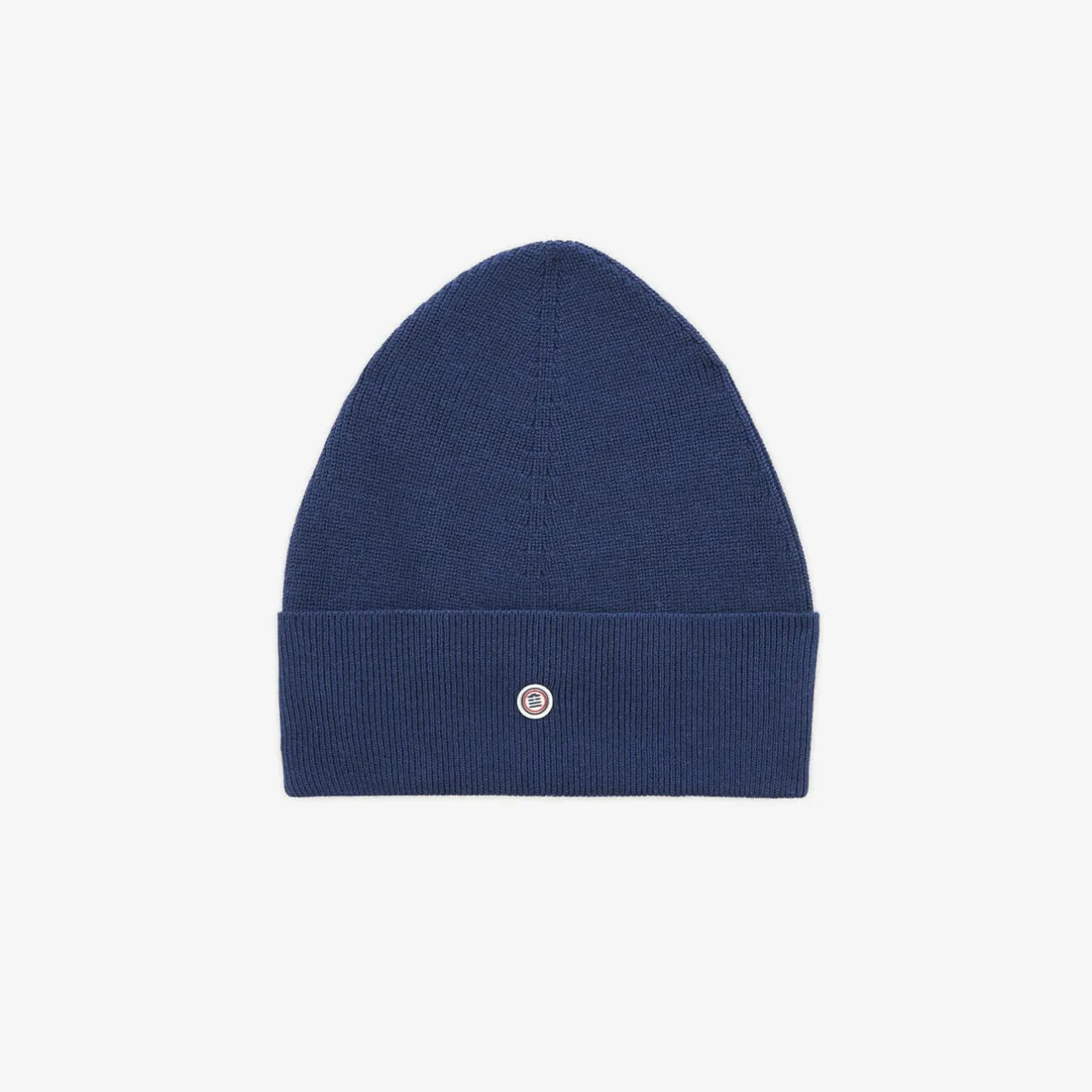 Bonnets>SERGE BLANCO Plain ocean blue cotton and wool beanie CAMEL