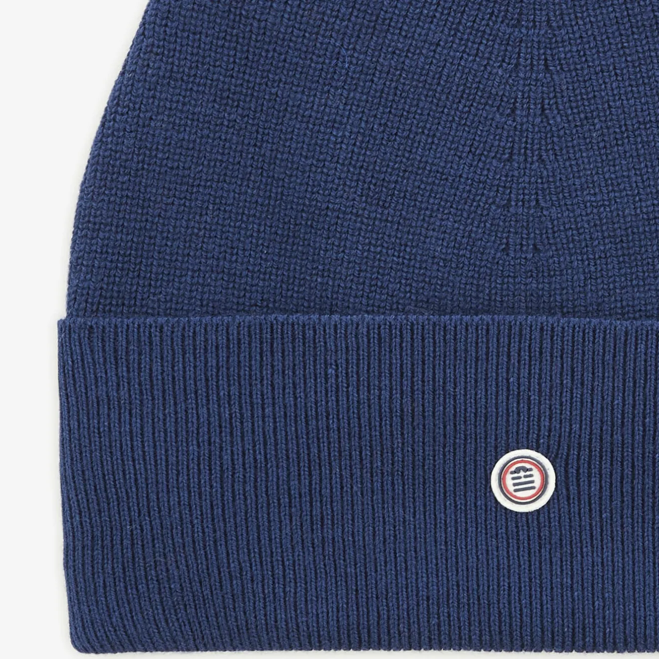Bonnets>SERGE BLANCO Plain ocean blue cotton and wool beanie CAMEL