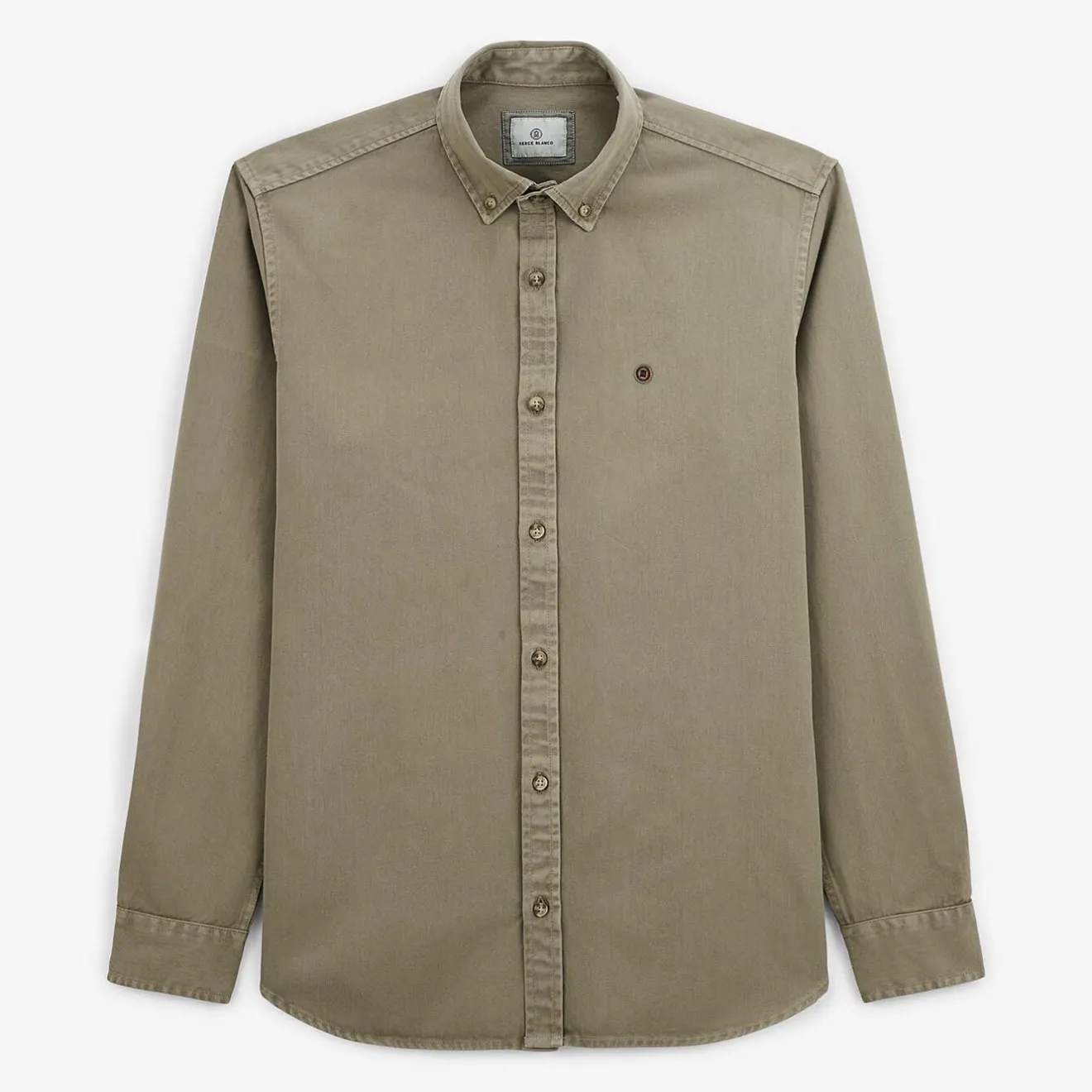 Chemises>SERGE BLANCO Plain sage thick cotton shirt SIENNE