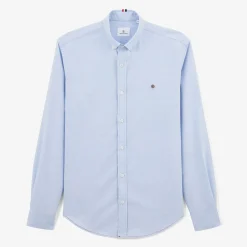 Chemises>SERGE BLANCO Plain sky blue long sleeve cotton shirt CIEL